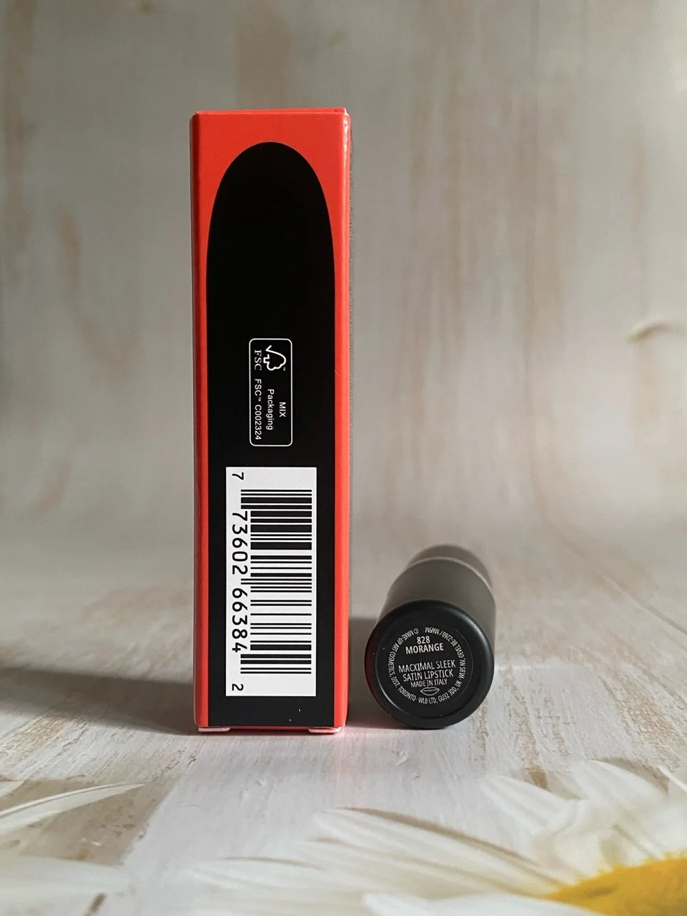 Mac MacXimal Sleek Satin Lipstick #828 MORANGE Full Size 0.12iz/3.5g NIB